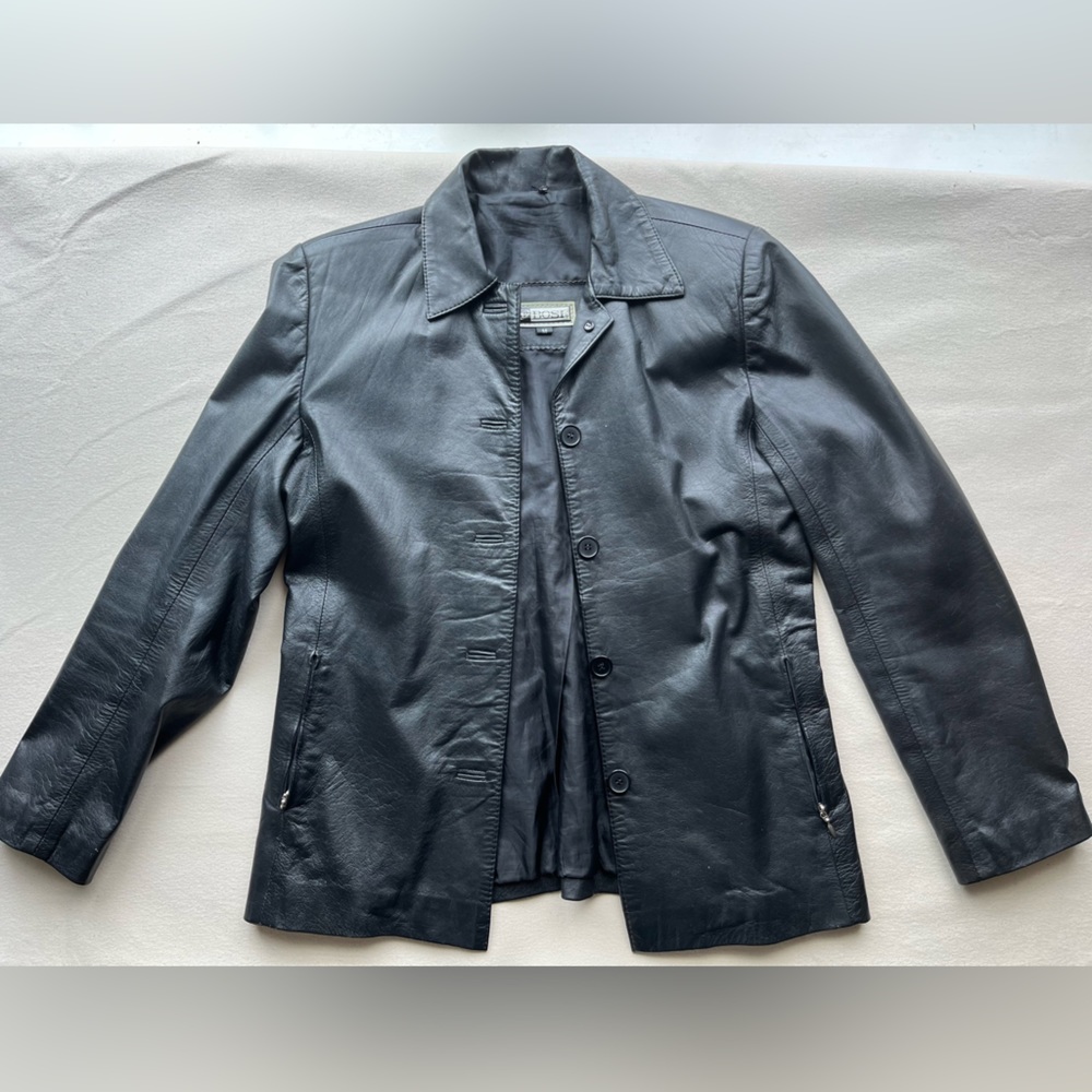 BOSI Colombian Womens Black 100% Leather Fitted Jacket